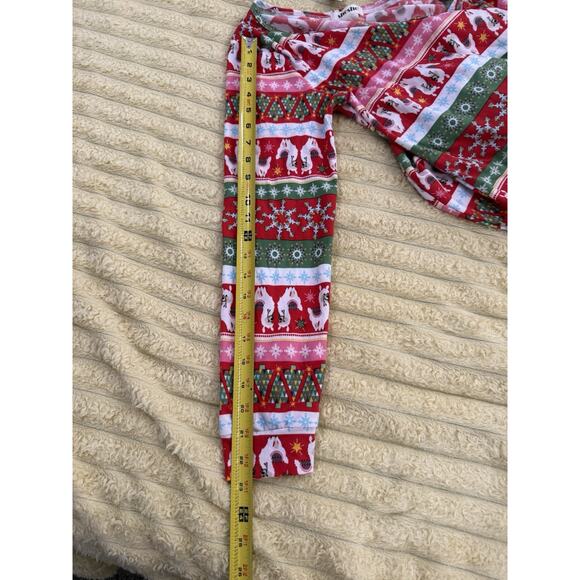 SHO SHO Llama Snowflake Jumpsuit Pajamas With Winter Holiday Christmas Festive L - Picture 7 of 8